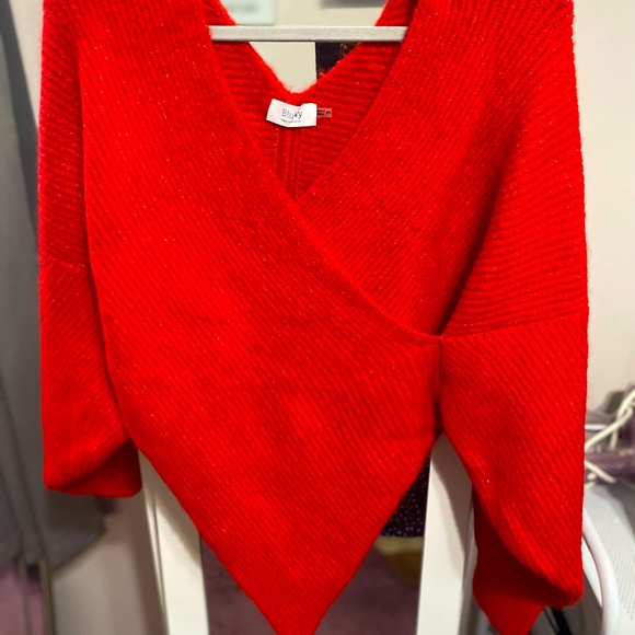 Ruby Red Cross Over Sweater Size M/L - Picture 6 of 6